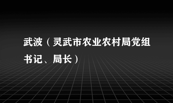 武波（灵武市农业农村局党组书记、局长）