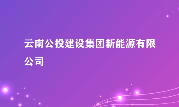 云南公投建设集团新能源有限公司