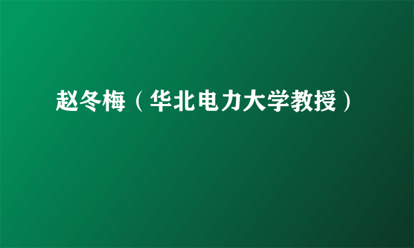 赵冬梅（华北电力大学教授）