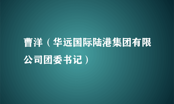 曹洋（华远国际陆港集团有限公司团委书记）