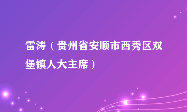 雷涛（贵州省安顺市西秀区双堡镇人大主席）