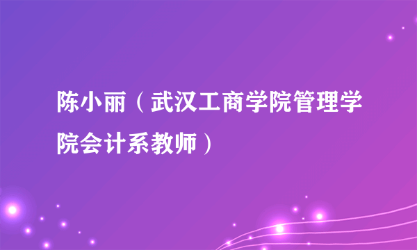 陈小丽（武汉工商学院管理学院会计系教师）