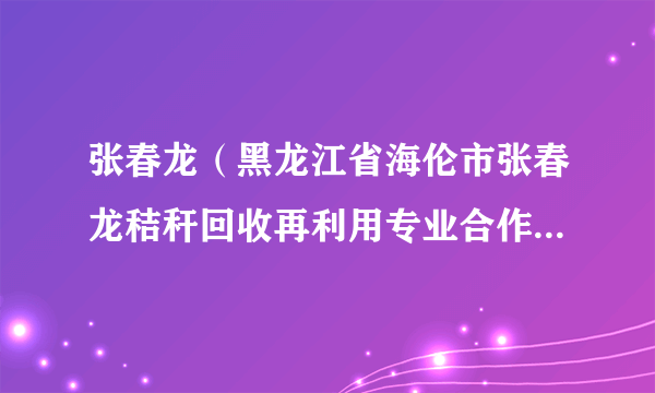 张春龙（黑龙江省海伦市张春龙秸秆回收再利用专业合作社社员）