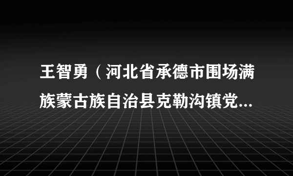 王智勇（河北省承德市围场满族蒙古族自治县克勒沟镇党委书记）