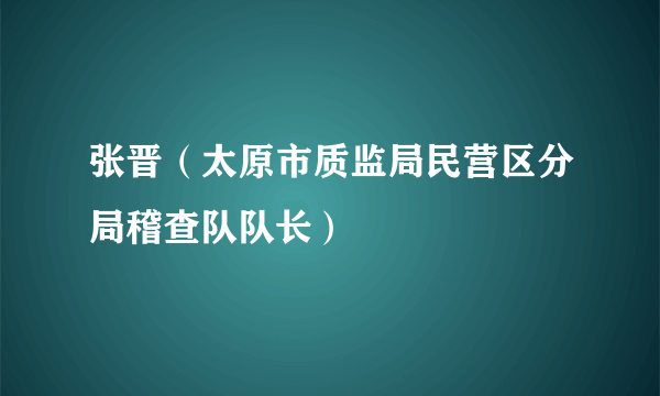 张晋（太原市质监局民营区分局稽查队队长）