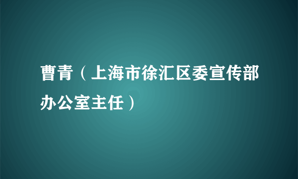 曹青（上海市徐汇区委宣传部办公室主任）