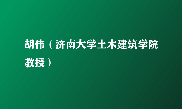 胡伟（济南大学土木建筑学院教授）