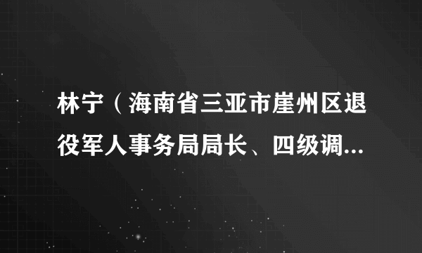 林宁（海南省三亚市崖州区退役军人事务局局长、四级调研员、区拥军优属拥政爱民工作领导小组办公室主任）