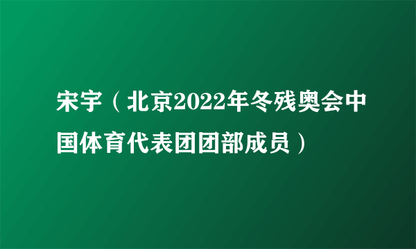 宋宇（北京2022年冬残奥会中国体育代表团团部成员）