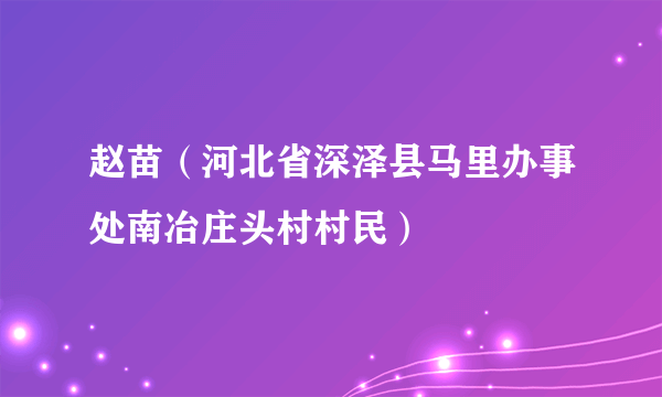 赵苗（河北省深泽县马里办事处南冶庄头村村民）