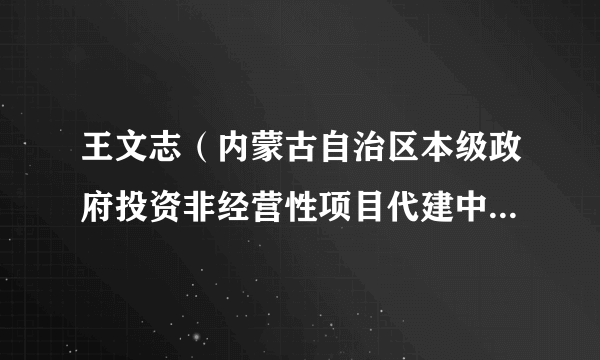 王文志（内蒙古自治区本级政府投资非经营性项目代建中心主任）