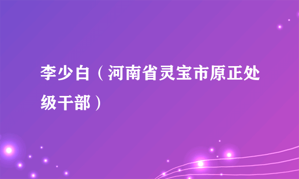 李少白（河南省灵宝市原正处级干部）