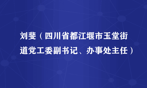 刘斐（四川省都江堰市玉堂街道党工委副书记、办事处主任）