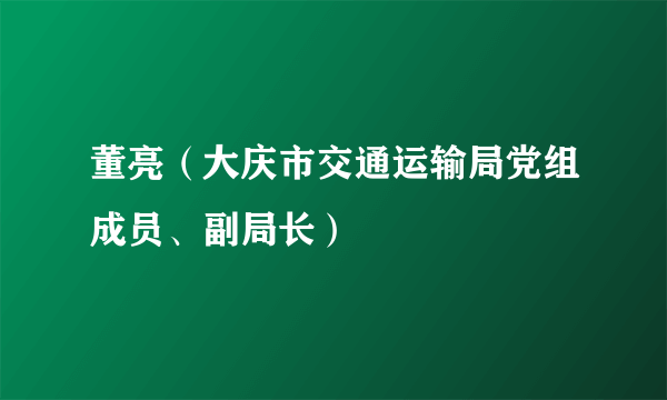 董亮（大庆市交通运输局党组成员、副局长）