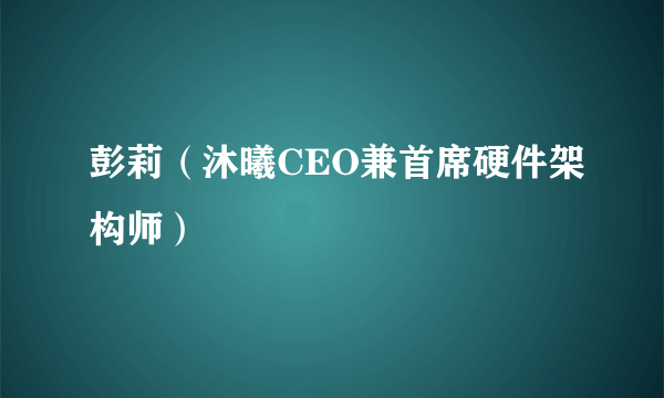 彭莉（沐曦CEO兼首席硬件架构师）