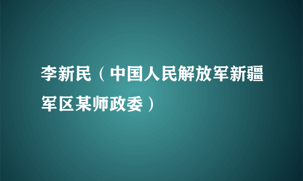 李新民（中国人民解放军新疆军区某师政委）