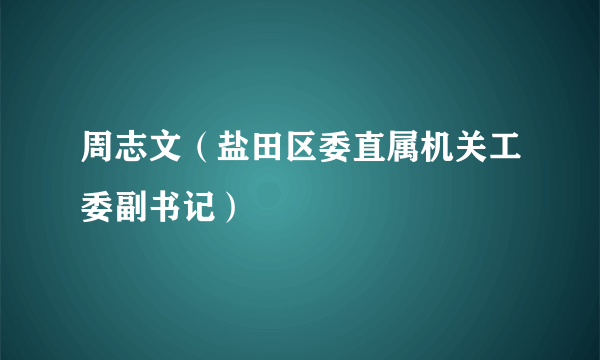 周志文（盐田区委直属机关工委副书记）