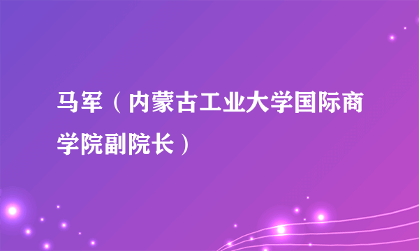 马军（内蒙古工业大学国际商学院副院长）