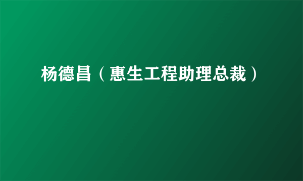 杨德昌（惠生工程助理总裁）