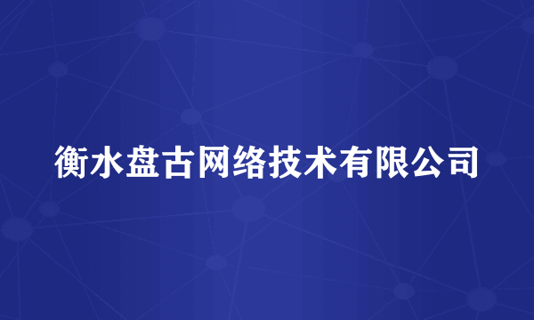 衡水盘古网络技术有限公司