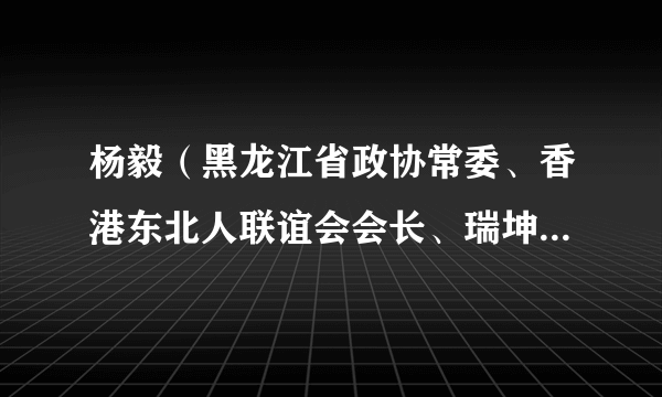 杨毅（黑龙江省政协常委、香港东北人联谊会会长、瑞坤环球国际有限公司董事长）