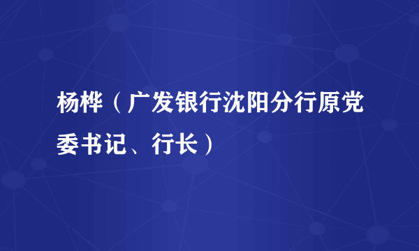 杨桦（广发银行沈阳分行原党委书记、行长）