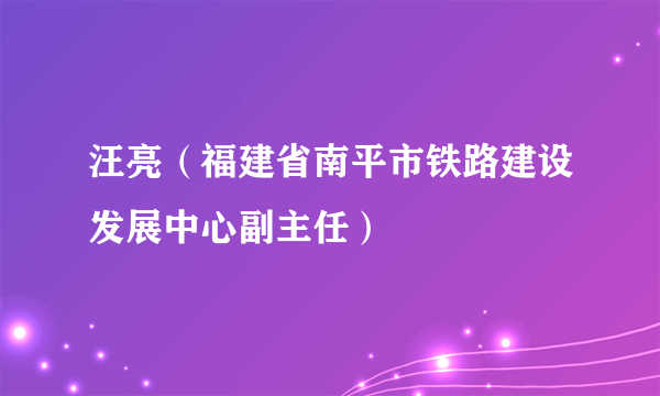 汪亮（福建省南平市铁路建设发展中心副主任）