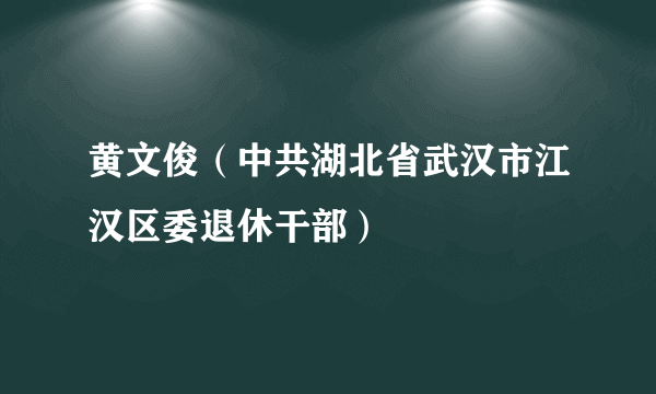 黄文俊（中共湖北省武汉市江汉区委退休干部）