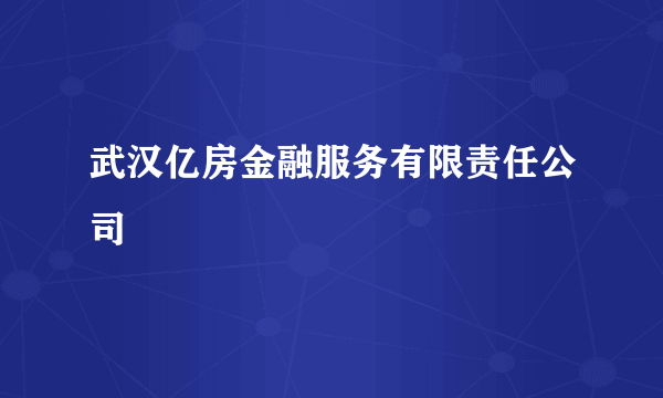 武汉亿房金融服务有限责任公司