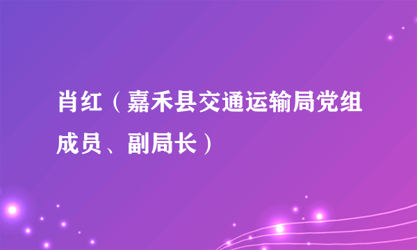 肖红（嘉禾县交通运输局党组成员、副局长）