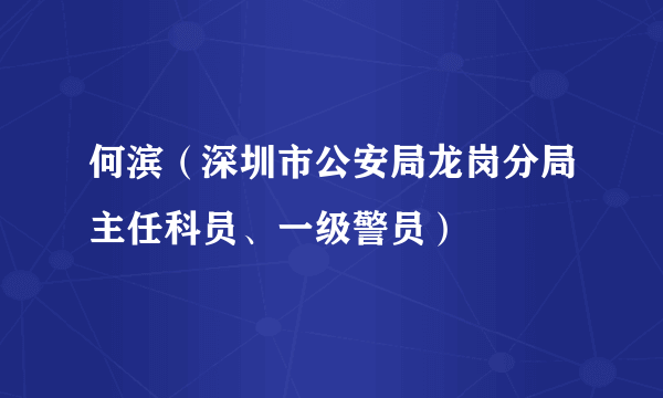 何滨（深圳市公安局龙岗分局主任科员、一级警员）