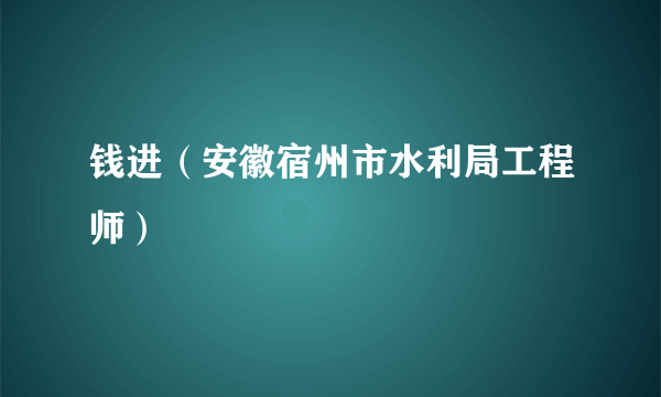 钱进（安徽宿州市水利局工程师）