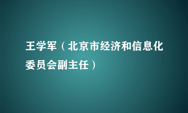 王学军（北京市经济和信息化委员会副主任）