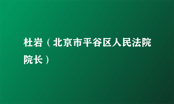 杜岩（北京市平谷区人民法院院长）