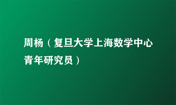 周杨（复旦大学上海数学中心青年研究员）