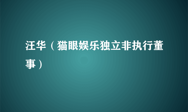 汪华（猫眼娱乐独立非执行董事）