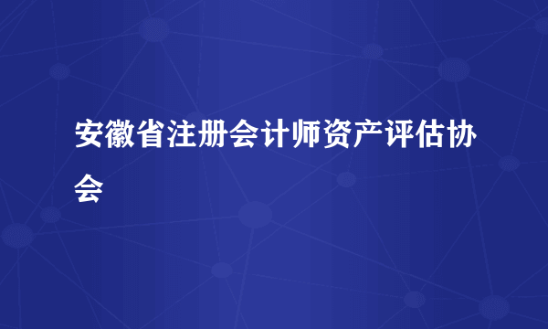 安徽省注册会计师资产评估协会