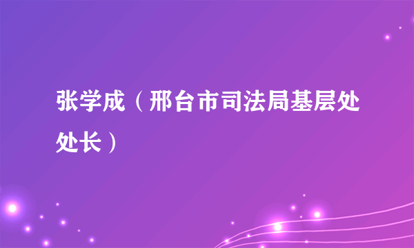 张学成（邢台市司法局基层处处长）