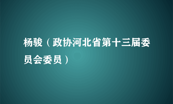 杨骏（政协河北省第十三届委员会委员）