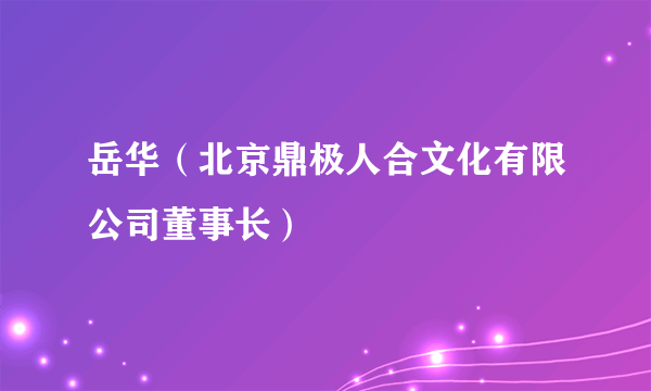 岳华（北京鼎极人合文化有限公司董事长）