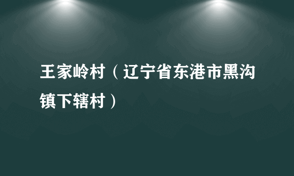 王家岭村（辽宁省东港市黑沟镇下辖村）