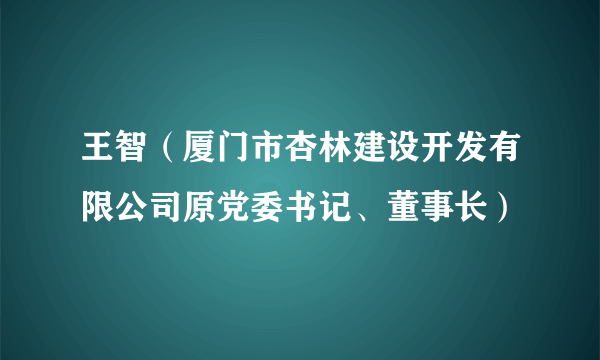 王智（厦门市杏林建设开发有限公司原党委书记、董事长）