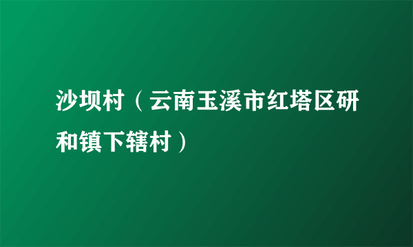 沙坝村（云南玉溪市红塔区研和镇下辖村）