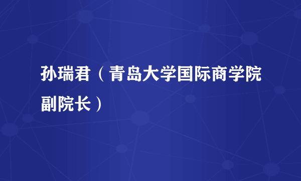 孙瑞君（青岛大学国际商学院副院长）