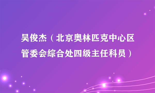 吴俊杰（北京奥林匹克中心区管委会综合处四级主任科员）