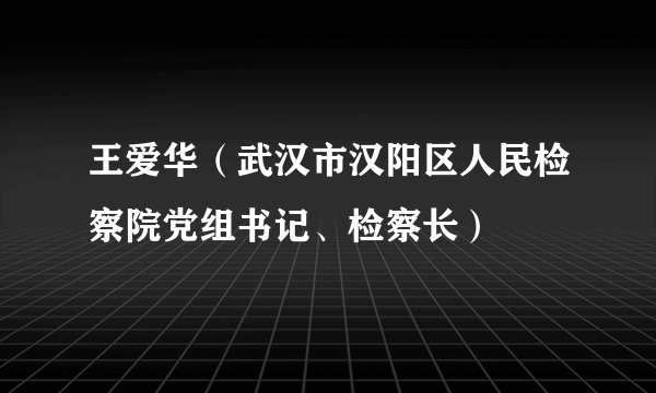 王爱华（武汉市汉阳区人民检察院党组书记、检察长）