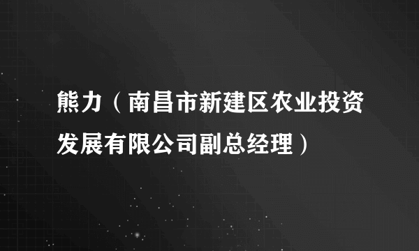 熊力（南昌市新建区农业投资发展有限公司副总经理）