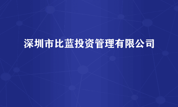 深圳市比蓝投资管理有限公司