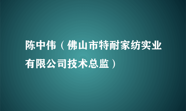 陈中伟（佛山市特耐家纺实业有限公司技术总监）