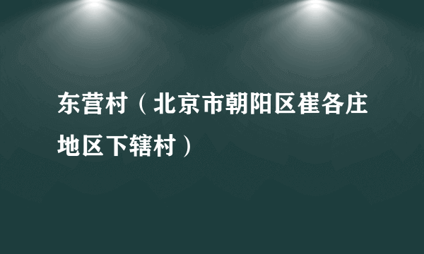 东营村（北京市朝阳区崔各庄地区下辖村）